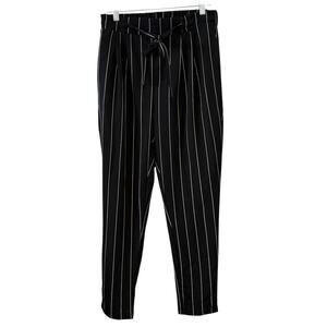NWT Streetwear Society Black Pinstripe Paperbag Pants - Size Medium